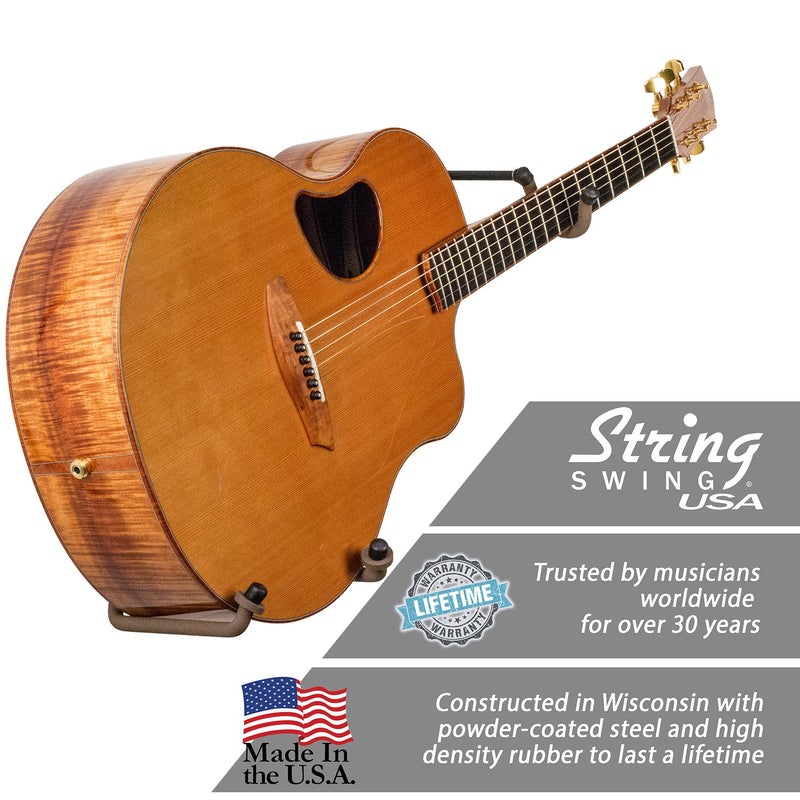 String Swing Guitar Holder Low-Profile Wide-Body for Horizontal Flat Wall Mount - 1 Piece Unit CC151-LPW-FW - Image 2
